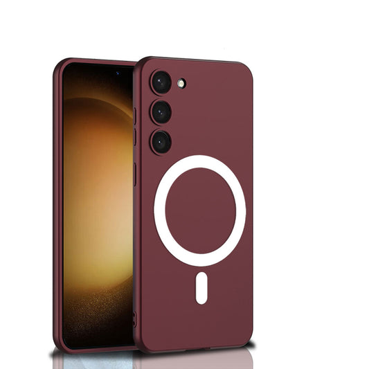 Galaxy S23 Plus Kılıf Wireless Şarj Özellikli Zore Kıpta M-safe Silikon Kapak Koyu Kırmızı