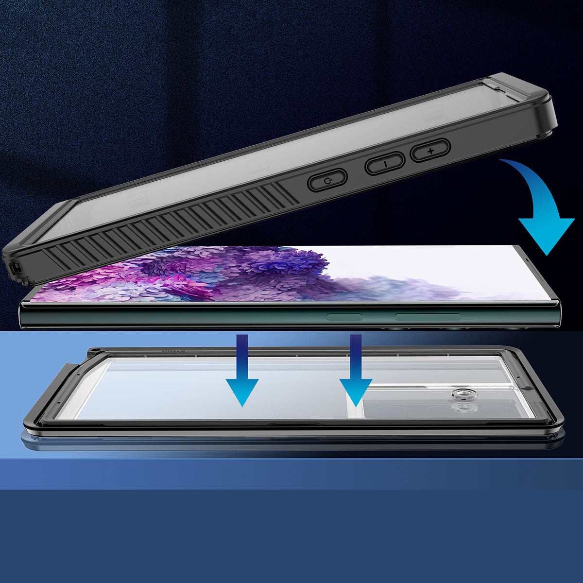 Galaxy S23 Ultra Kılıf 1-1 Su Geçirmez Kılıf Siyah