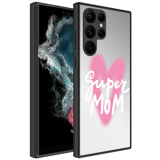 Galaxy S23 Ultra Kılıf Aynalı Desenli Kamera Korumalı Parlak Zore Mirror Kapak Süper Anne