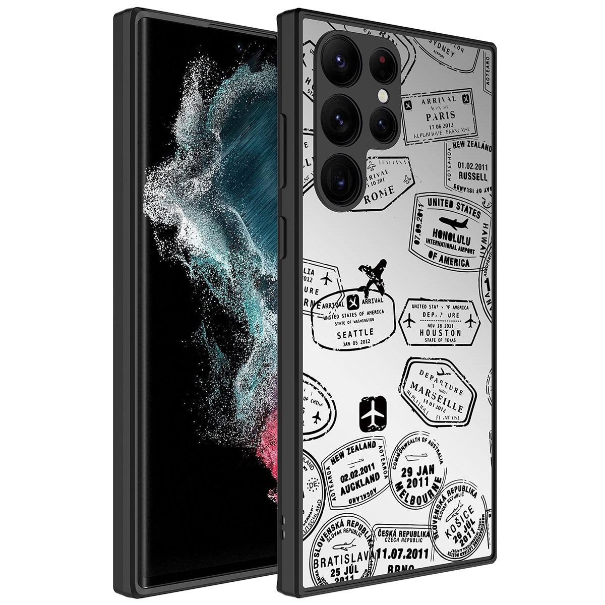 Galaxy S23 Ultra Kılıf Aynalı Desenli Kamera Korumalı Parlak Zore Mirror Kapak Seyahat