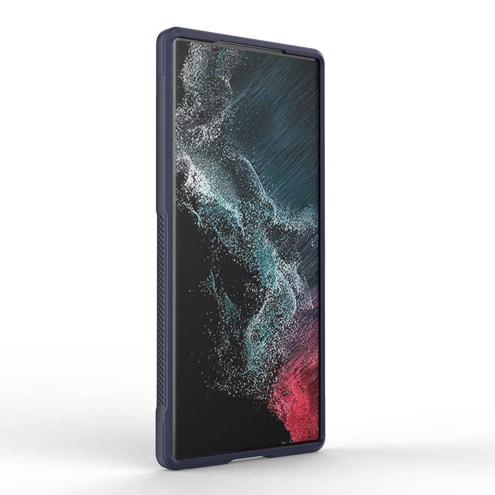 Galaxy S23 Ultra Kılıf Esnek TPU Oyuklu Arka Yüzey Tasarımlı Zore Etnik Silikon Kapak Lacivert