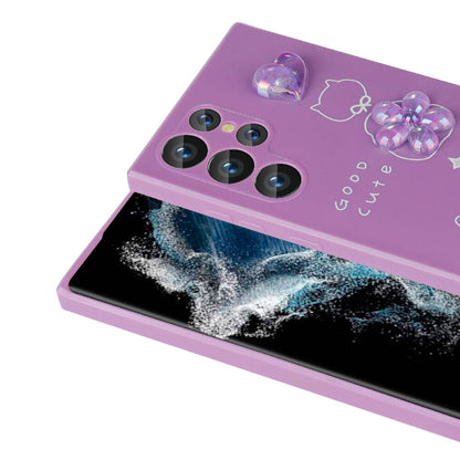 Galaxy S23 Ultra Kılıf Kabartma Figürlü Parlak Zore Toys Silikon Kapak Pembe