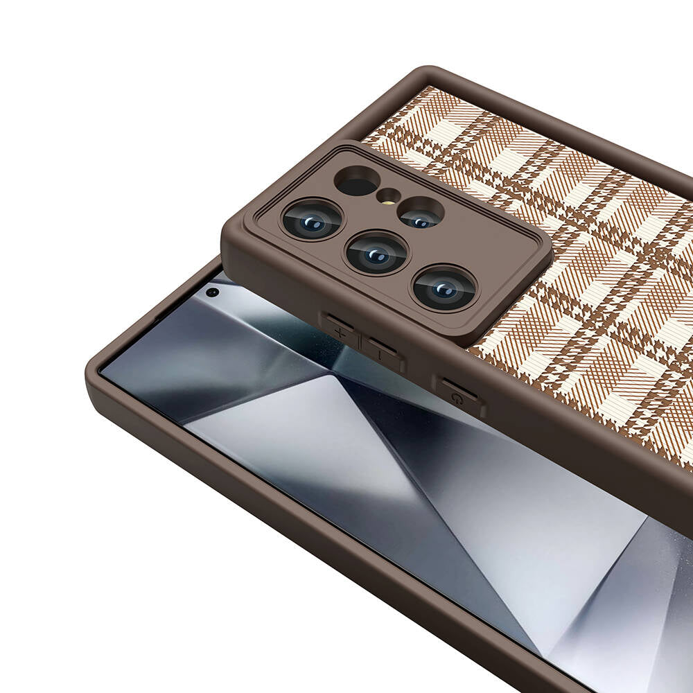 Galaxy S23 Ultra Kılıf Kamera Korumalı Baskılı Arka Yüzey Zore Klas Kapak Koyu Kahve