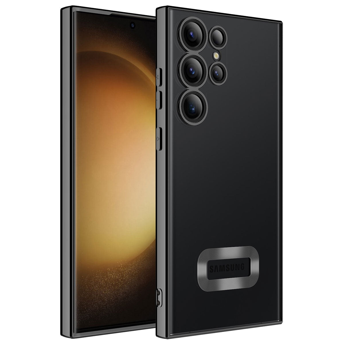 Galaxy S23 Ultra Kılıf Kamera Korumalı Logo Gösteren Zore Omega Kapak Siyah