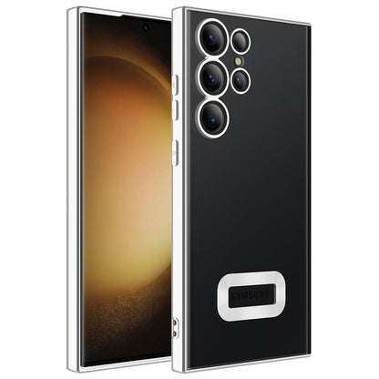 Galaxy S23 Ultra Kılıf Kamera Korumalı Logo Gösteren Zore Omega Kapak Gümüş