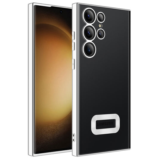 Galaxy S23 Ultra Kılıf Kamera Korumalı Logo Gösteren Zore Omega Kapak Gümüş