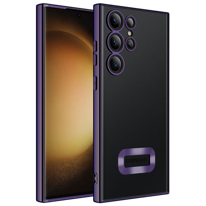 Galaxy S23 Ultra Kılıf Kamera Korumalı Logo Gösteren Zore Omega Kapak Derin Mor