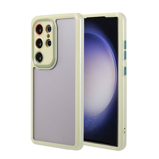 Galaxy S23 Ultra Kılıf Kamera Korumalı Renkli Kenar ve Çerçeve Tasarımlı Zore Vitamin Kapak Yeşil