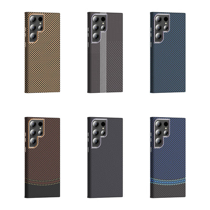 Galaxy S23 Ultra Kılıf M-safe Şarj Özellikli Karbon Fiber Görünümlü Zore Gros Kapak Gri-Siyah