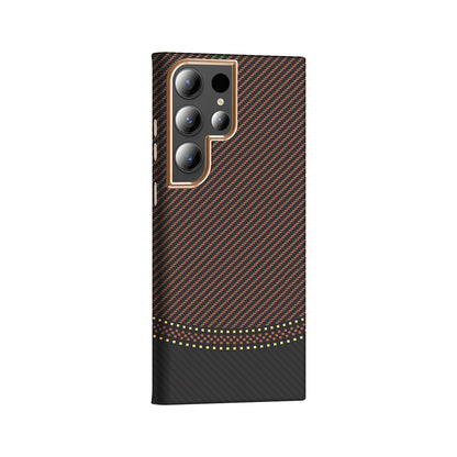 Galaxy S23 Ultra Kılıf M-safe Şarj Özellikli Karbon Fiber Görünümlü Zore Gros Kapak Siyah-Lacivert