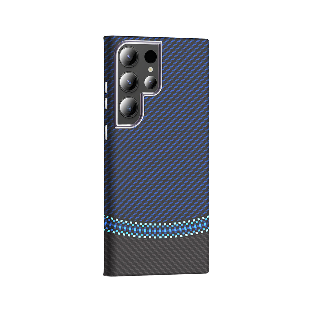 Galaxy S23 Ultra Kılıf M-safe Şarj Özellikli Karbon Fiber Görünümlü Zore Gros Kapak Desert Titanyum