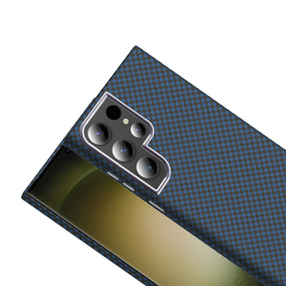 Galaxy S23 Ultra Kılıf M-safe Şarj Özellikli Karbon Fiber Görünümlü Zore Gros Kapak Siyah