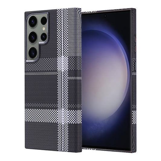 Galaxy S23 Ultra Kılıf M-safe Şarj Özellikli Karbon Fiber Görünümlü Zore Nekst Kapak Gri-Siyah