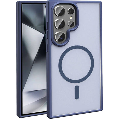 Galaxy S23 Ultra Kılıf M-safe Şarj Özellikli Mat Arka Yüzey Zore Sio Kapak Lacivert