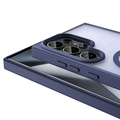 Galaxy S23 Ultra Kılıf M-safe Şarj Özellikli Mat Arka Yüzey Zore Sio Kapak Koyu Mor