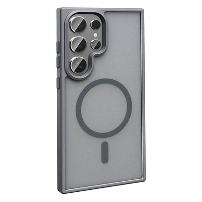 Galaxy S23 Ultra Kılıf M-safe Şarj Özellikli Mat Arka Yüzey Zore Sio Kapak Koyu Mor