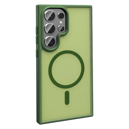 Galaxy S23 Ultra Kılıf M-safe Şarj Özellikli Mat Arka Yüzey Zore Sio Kapak Lacivert