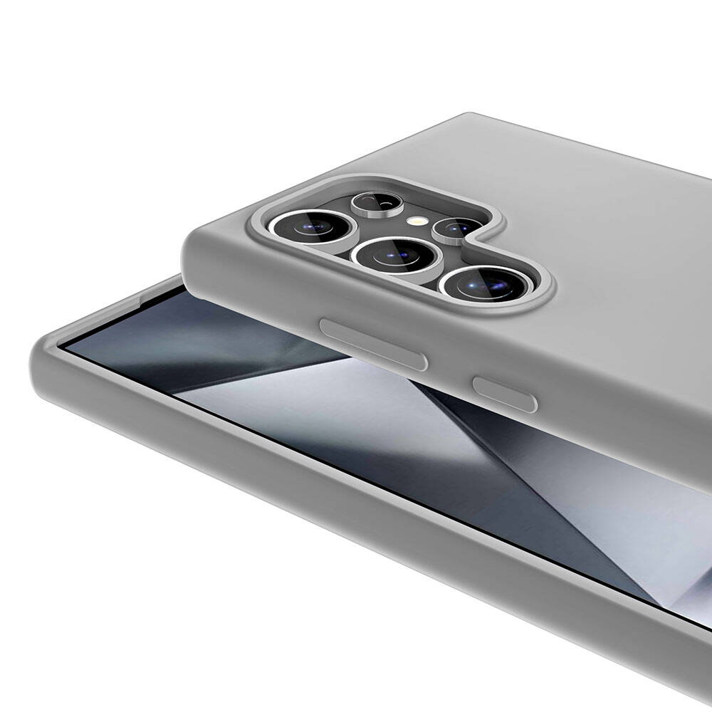 Galaxy S23 Ultra Kılıf M-safe Şarj Özellikli Sıvı Teknolojili Silinebilir Sert Zore Kivi Kapak Koyu Gri