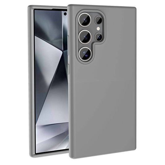 Galaxy S23 Ultra Kılıf M-safe Şarj Özellikli Sıvı Teknolojili Silinebilir Sert Zore Kivi Kapak Koyu Gri