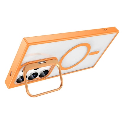 Galaxy S23 Ultra Kılıf M-safe Şarj Özellikli Standlı Zore M-safe Klon Kapak Turuncu