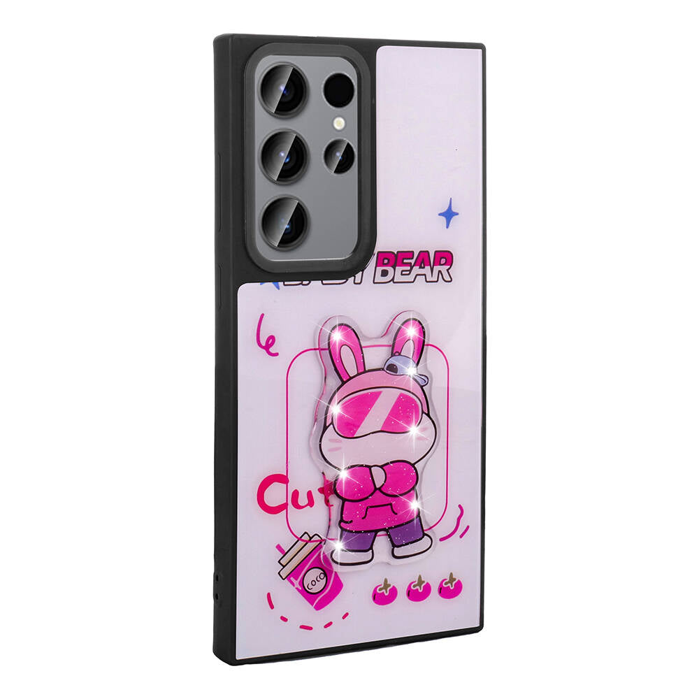 Galaxy S23 Ultra Kılıf Parlayan Kabartmalı İkonik Figürlü Zore Amas Silikon Kapak Beyaz