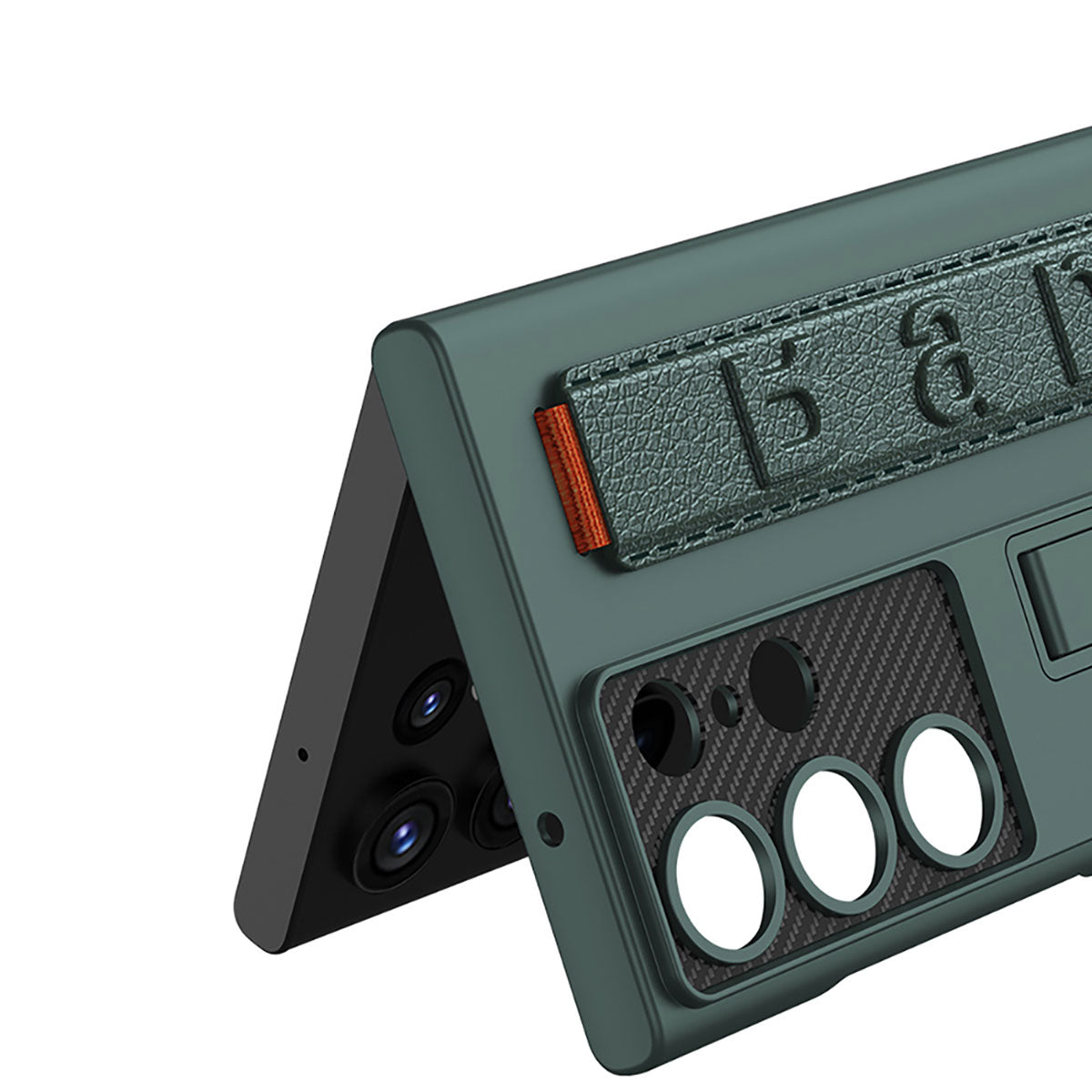 Galaxy S23 Ultra Kılıf Standlı El Tutacaklı Zore Band Kapak Gümüş