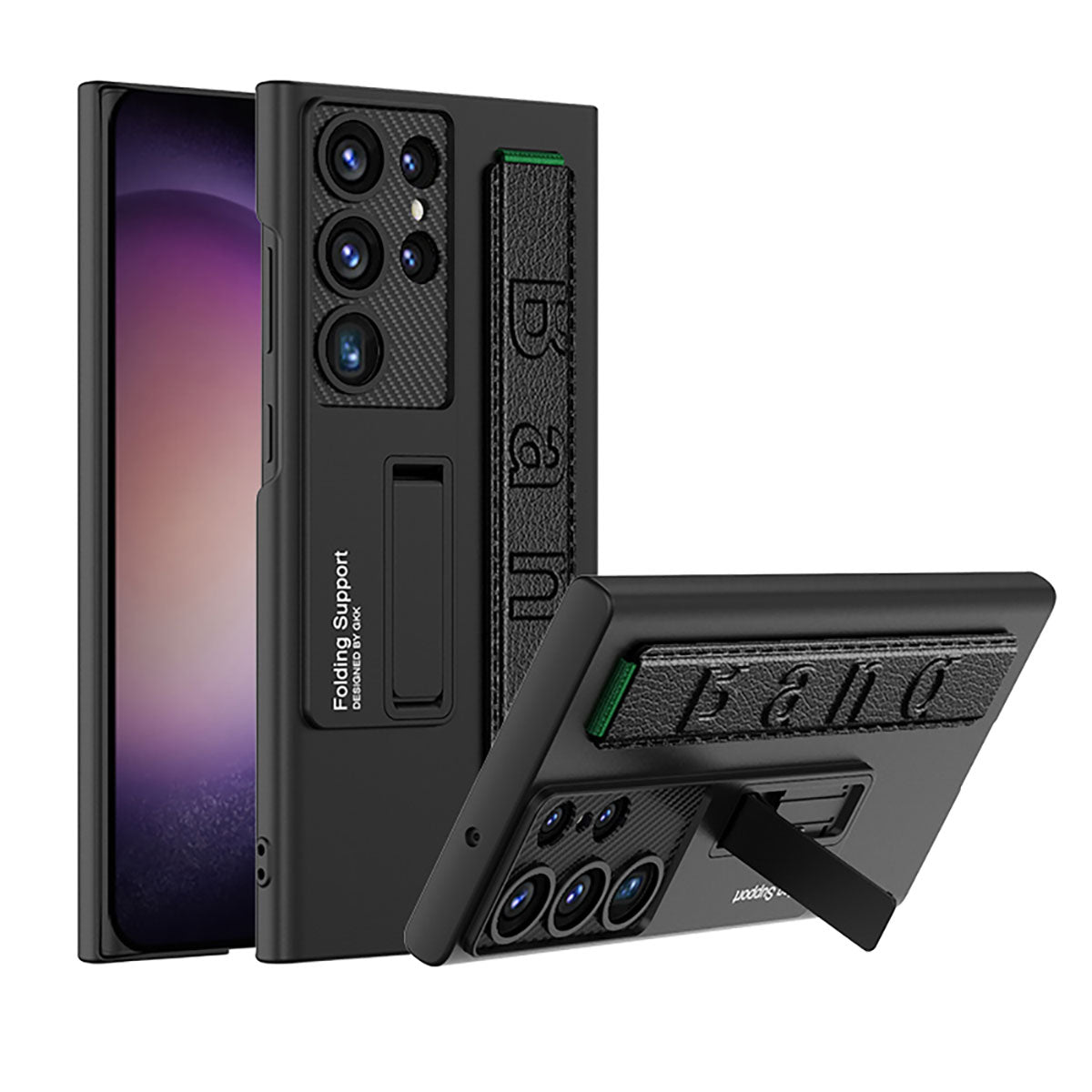 Galaxy S23 Ultra Kılıf Standlı El Tutacaklı Zore Band Kapak Siyah