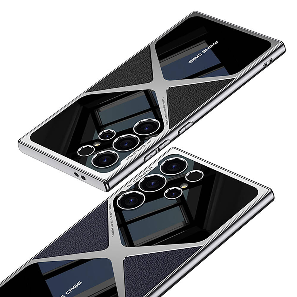 Galaxy S23 Ultra Kılıf Ultra İnce Kamera Korumalı PC + Deri Arka Yüzey Zore X-Pro Kapak Siyah