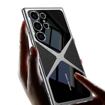 Galaxy S23 Ultra Kılıf Ultra İnce Kamera Korumalı PC + Deri Arka Yüzey Zore X-Pro Kapak Siyah