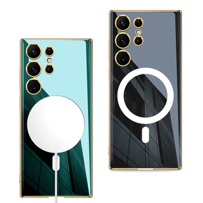 Galaxy S23 Ultra Kılıf Wireless Şarj Özellikli Kenarları Elektroplating Kaplama Aynalı Zore Kent Kapak Siyah