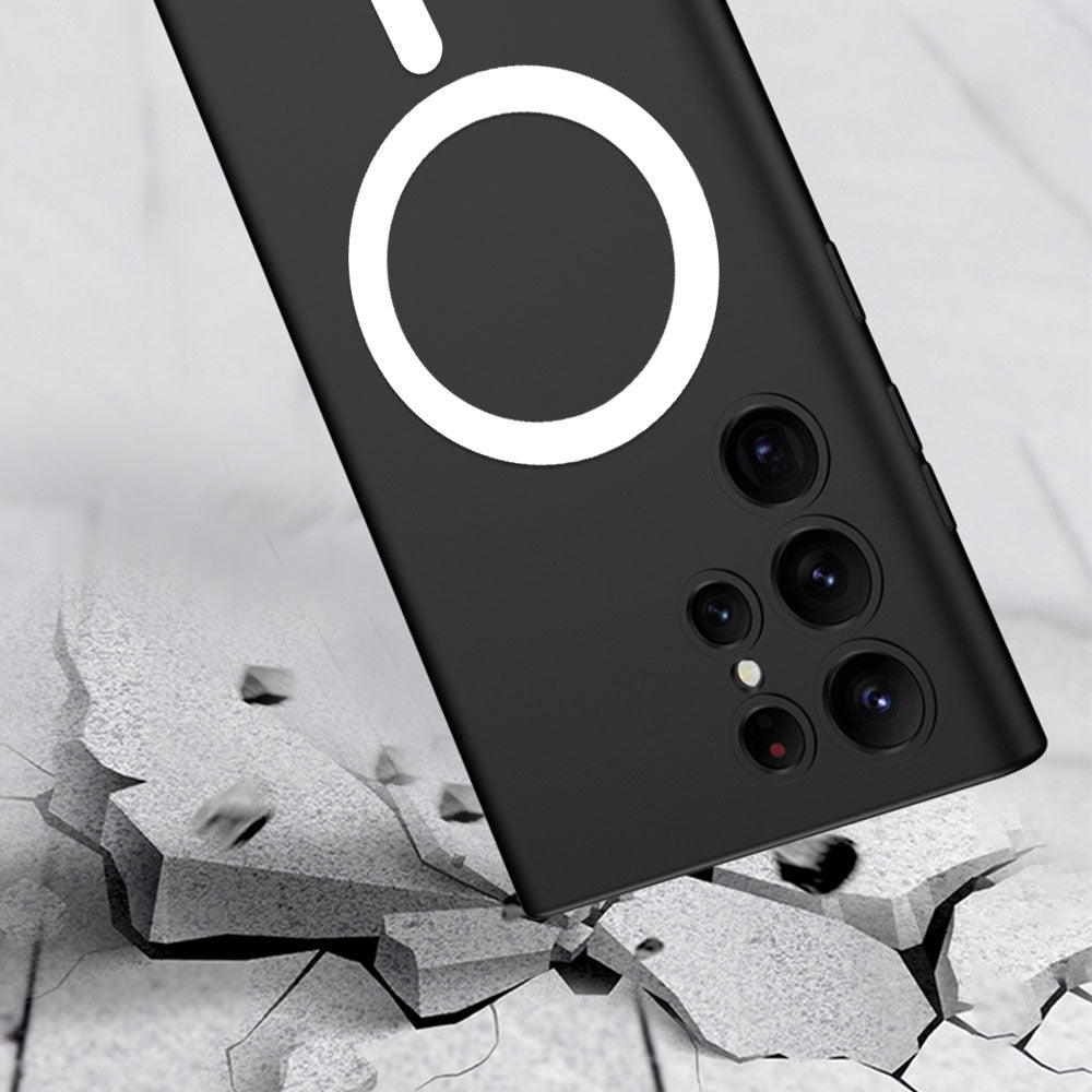 Galaxy S23 Ultra Kılıf Wireless Şarj Özellikli Zore Kıpta M-safe Silikon Kapak Koyu Kırmızı