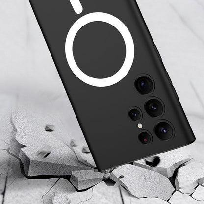 Galaxy S23 Ultra Kılıf Wireless Şarj Özellikli Zore Kıpta M-safe Silikon Kapak Koyu Kırmızı