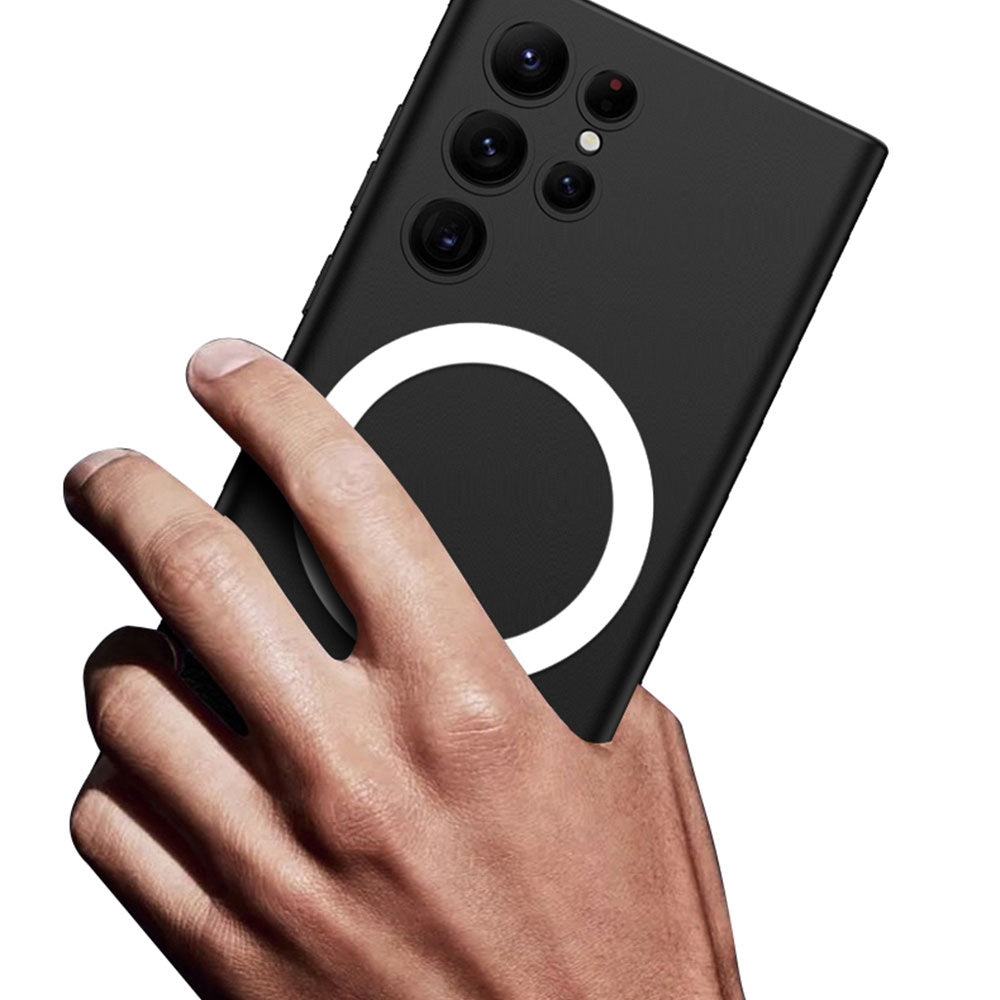 Galaxy S23 Ultra Kılıf Wireless Şarj Özellikli Zore Kıpta M-safe Silikon Kapak Gümüş