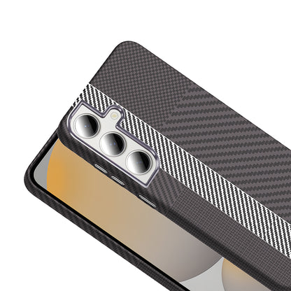 Galaxy S24 FE Kılıf M-safe Şarj Özellikli Karbon Fiber Görünümlü Zore Gros Kapak Gold-Siyah