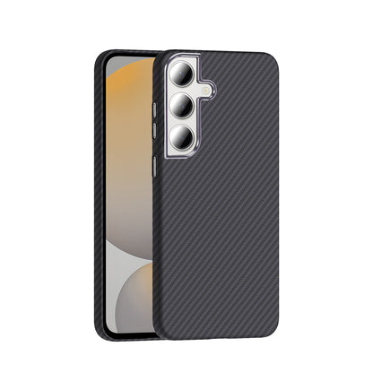 Galaxy S24 FE Kılıf M-safe Şarj Özellikli Karbon Fiber Görünümlü Zore Gros Kapak Siyah