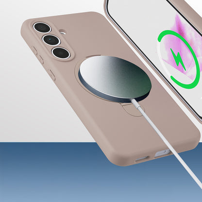 Galaxy S24 FE Kılıf M-safe Şarj Özellikli Standlı Zore Samara Kapak Titanyum-Gri