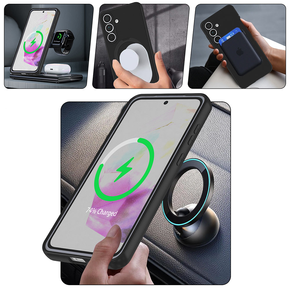 Galaxy S24 FE Kılıf M-safe Şarj Özellikli Standlı Zore Samara Kapak Lacivert