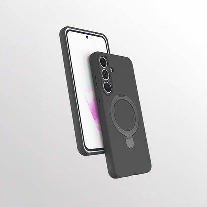 Galaxy S24 FE Kılıf M-safe Şarj Özellikli Standlı Zore Samara Kapak Titanyum-Gri