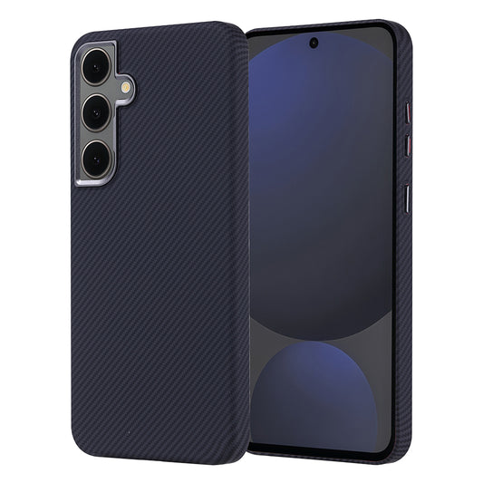 Galaxy S24 FE Kılıf M-safe Şarj Özellikli Karbon Fiber Görünümlü Zore Nekst Kapak Gri-Siyah