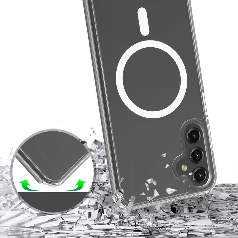 Galaxy S24 FE Kılıf M-safe Şarj Özellikli Şeffaf Sert PC Zore Embos Kapak Şeffaf