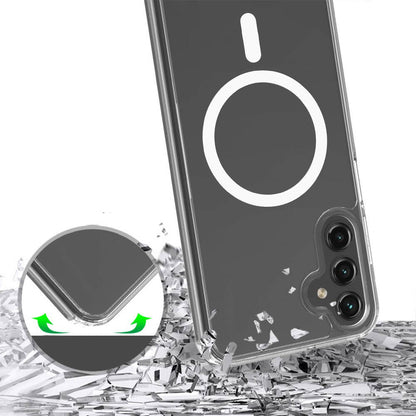 Galaxy S24 FE Kılıf M-safe Şarj Özellikli Şeffaf Sert PC Zore Embos Kapak Şeffaf