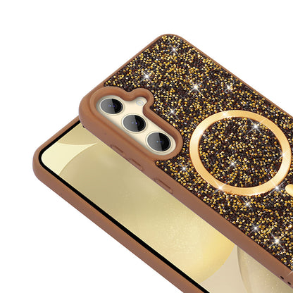 Galaxy S24 FE Kılıf Pırlanta Tasarımlı M-safe Şarj Özellikli Zore Mozaik Silikon Kapak Siyah