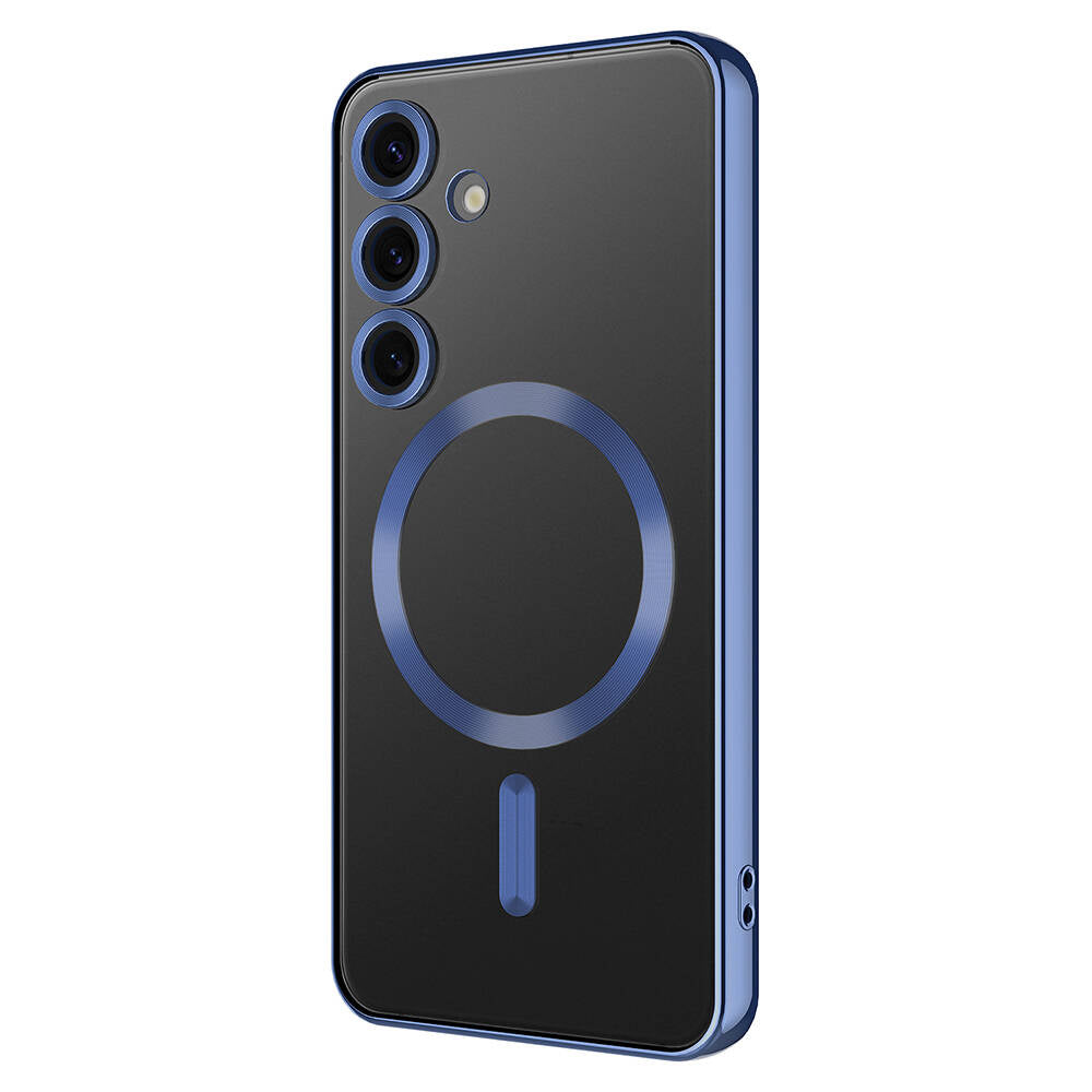 Galaxy S24 Kılıf Kamera Korumalı M-safe Wireless Şarj Özellikli Zore Demre Kapak Lacivert