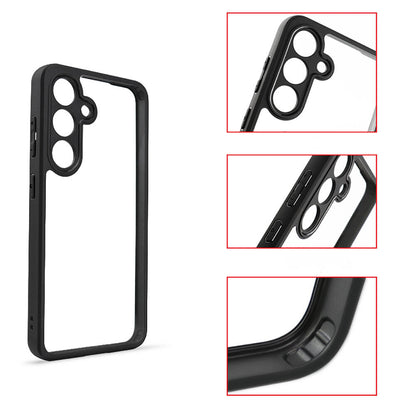 Galaxy S24 Kılıf Kamera Korumalı Şeffaf Arka Yüzey Zore New Roll Kapak Siyah