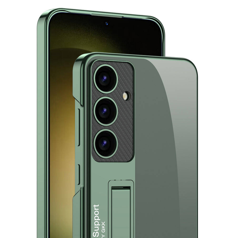 Galaxy S24 Kılıf Kamera Korumalı Şeffaf Tasarımlı Zore Lego Standlı Kapak Gümüş