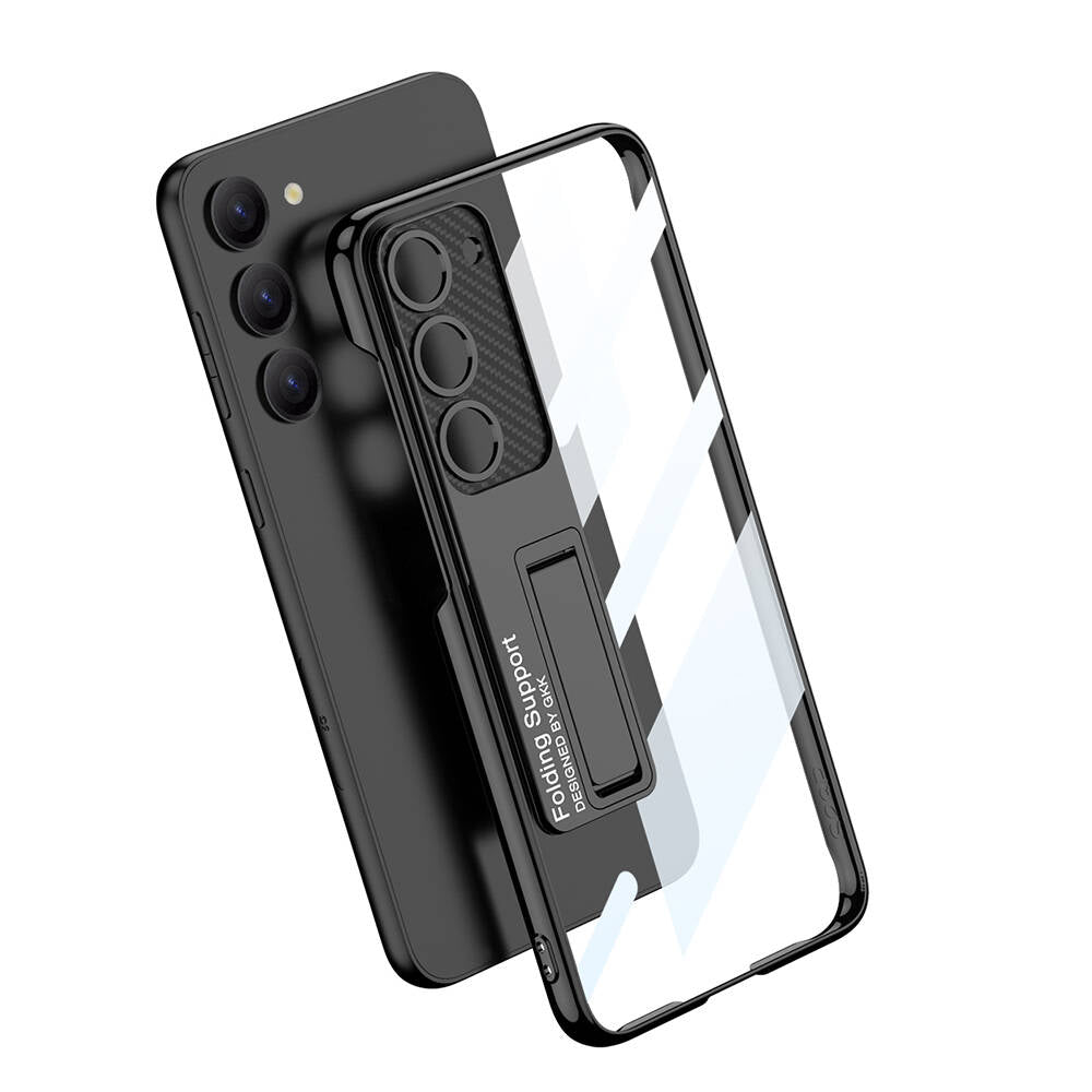 Galaxy S24 Kılıf Kamera Korumalı Şeffaf Tasarımlı Zore Lego Standlı Kapak Siyah