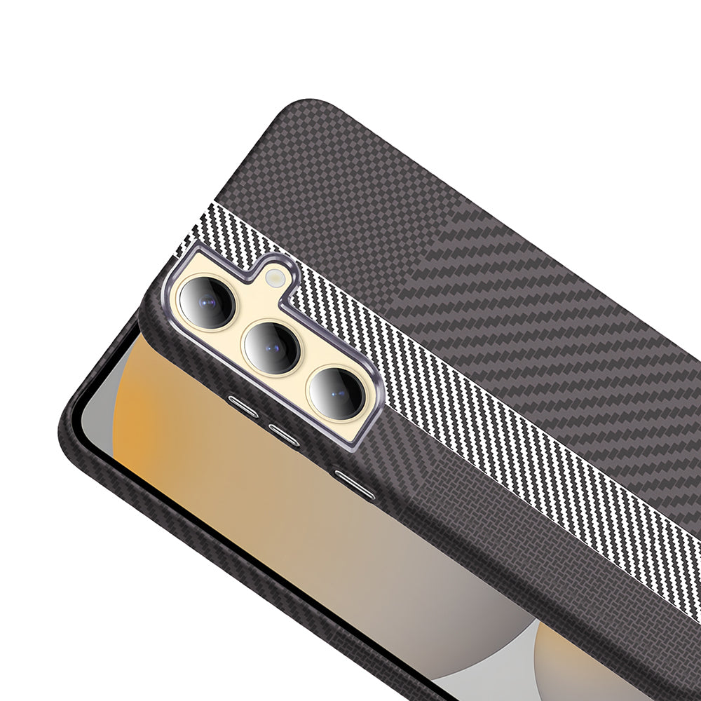 Galaxy S24 Kılıf M-safe Şarj Özellikli Karbon Fiber Görünümlü Zore Gros Kapak Siyah