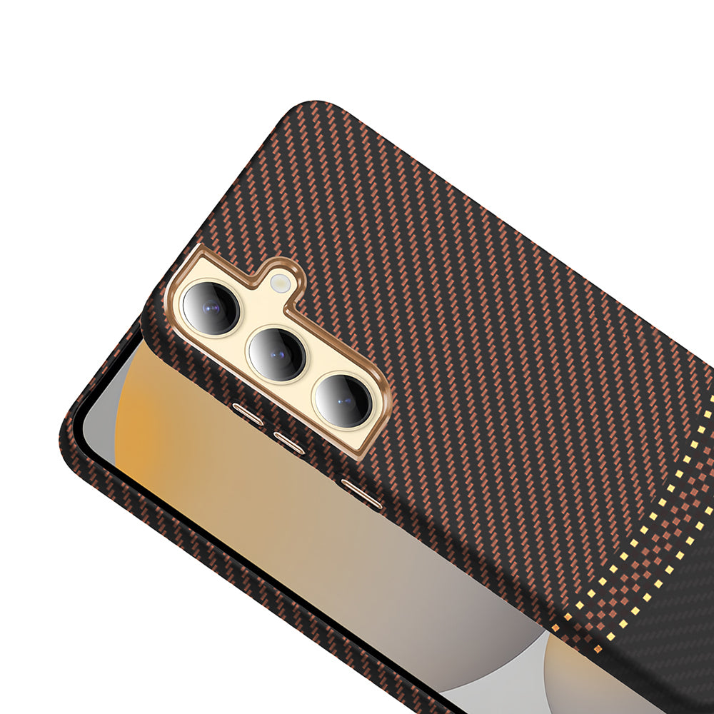 Galaxy S24 Kılıf M-safe Şarj Özellikli Karbon Fiber Görünümlü Zore Gros Kapak Siyah