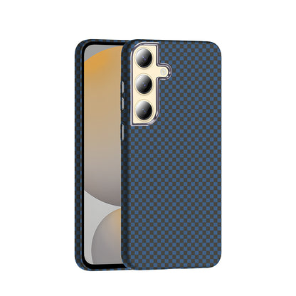 Galaxy S24 Kılıf M-safe Şarj Özellikli Karbon Fiber Görünümlü Zore Gros Kapak Lacivert