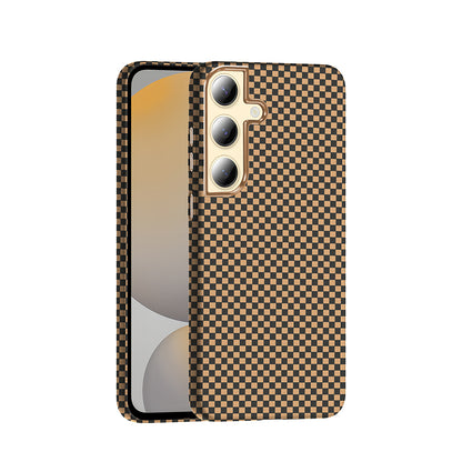 Galaxy S24 Kılıf M-safe Şarj Özellikli Karbon Fiber Görünümlü Zore Gros Kapak Desert Titanyum